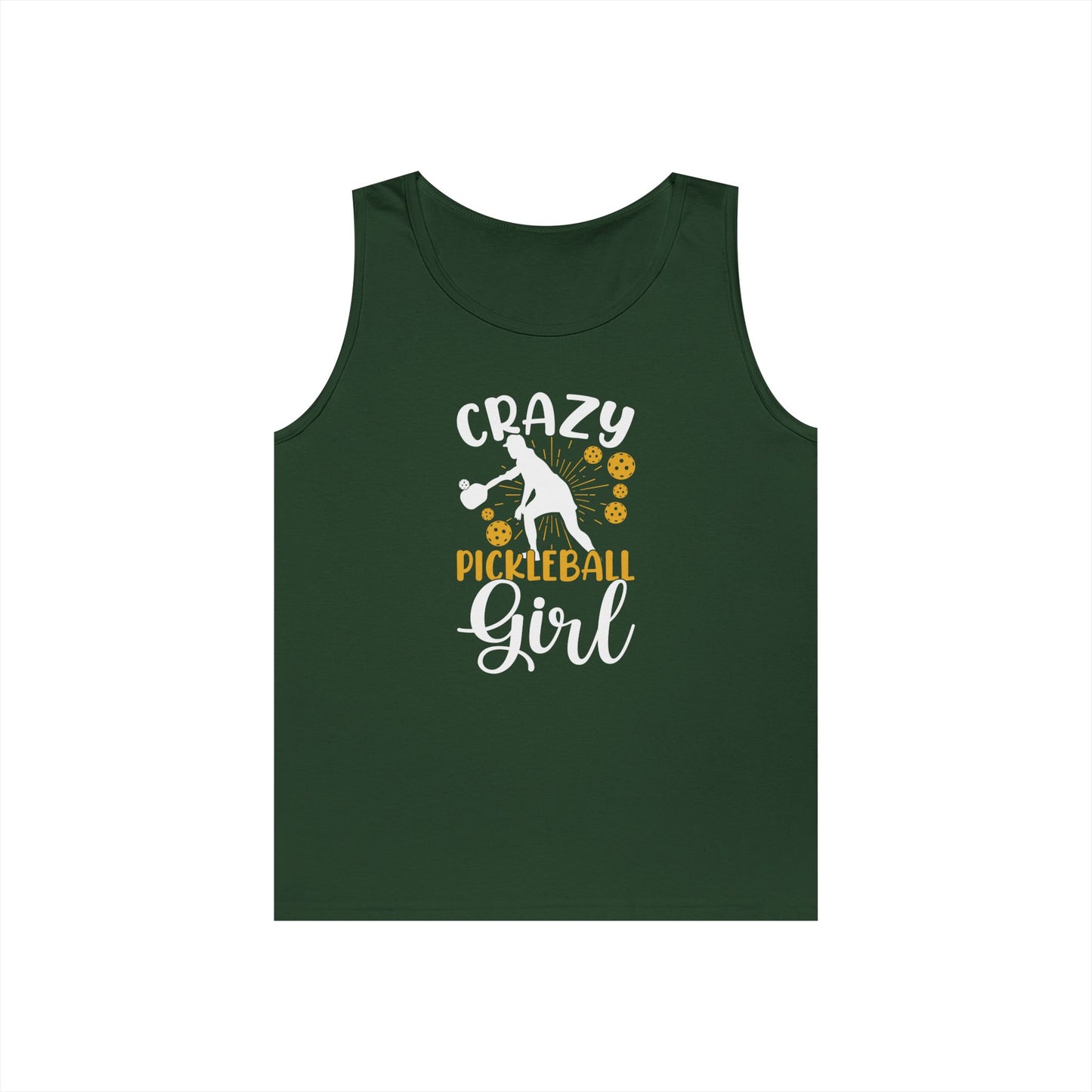 Women's Stylish Pickleball Tank Top - Crazy Pickleball Girl Green