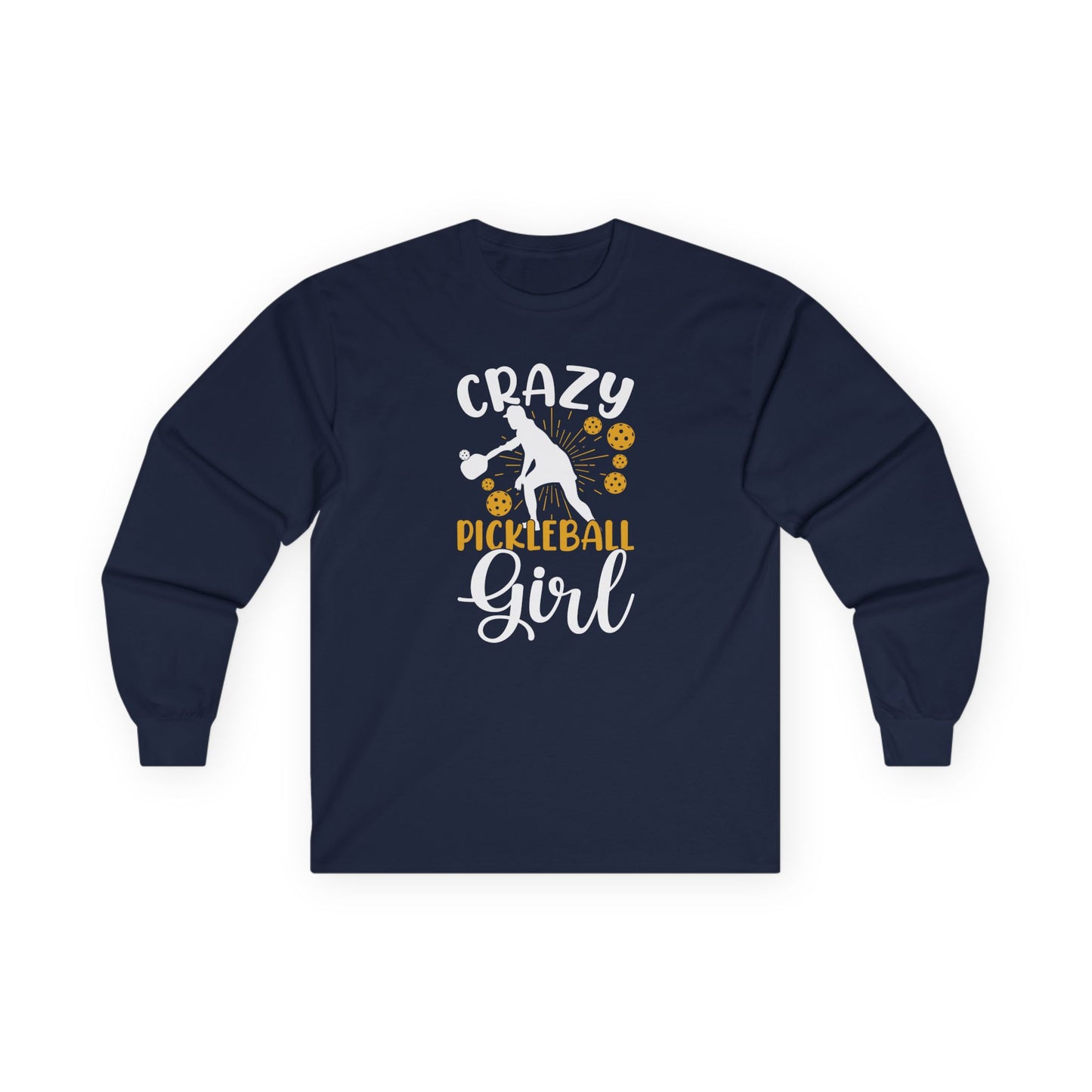 Women's Comfy Pickleball Long Sleeves top - Crazy Pickleball Girl Navy