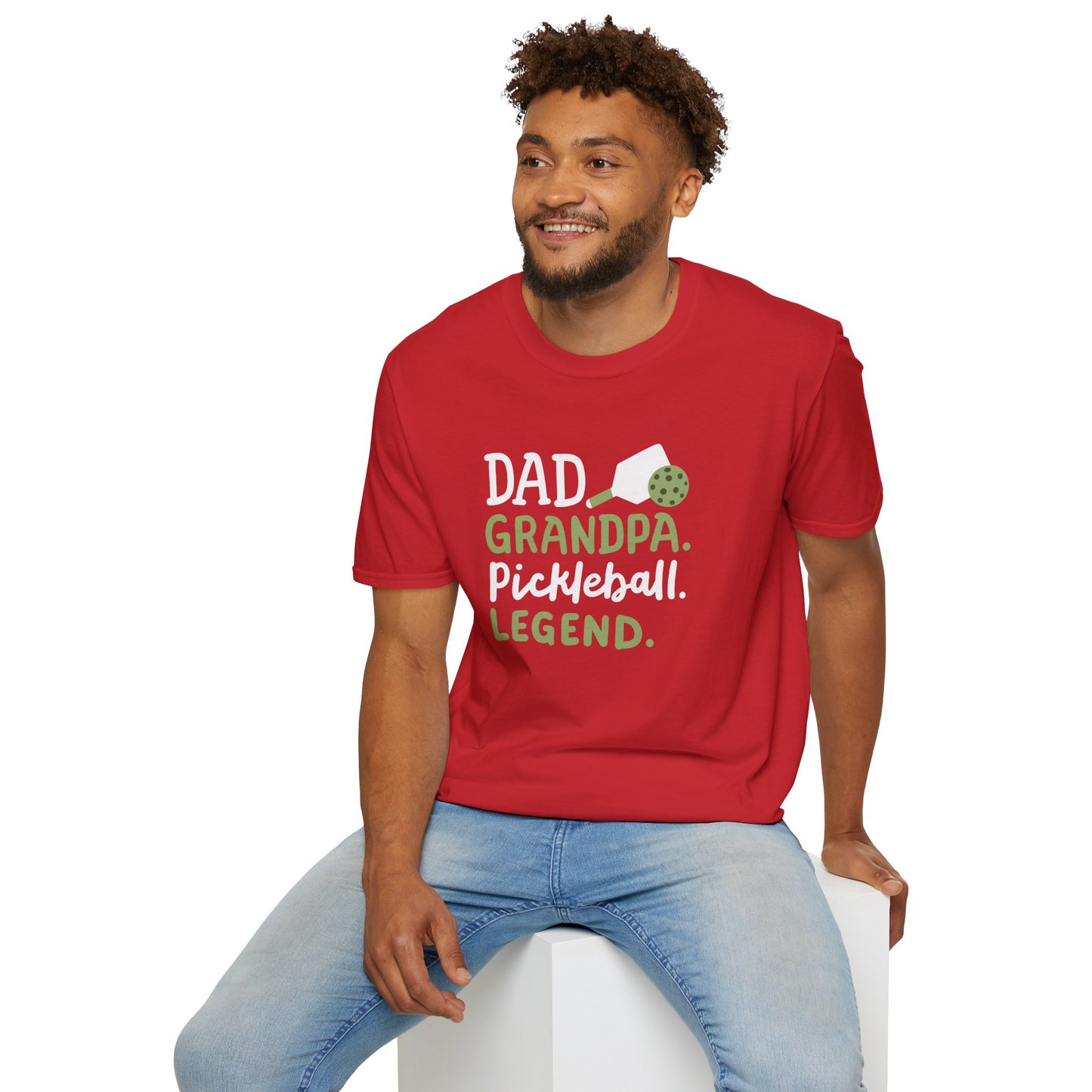 Men's Durable Pickleball T-shirt - Dad Grandpa Pickleball Legend