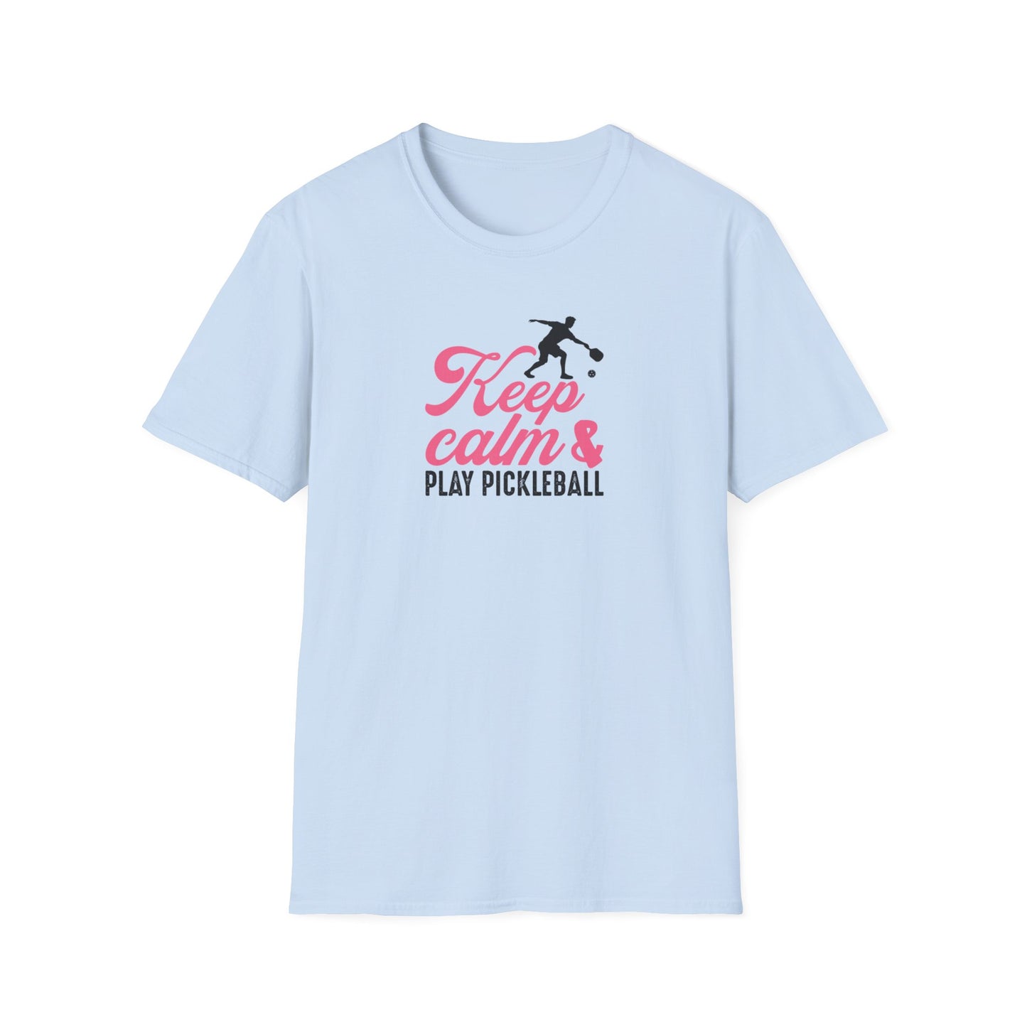 Women's Stylish Pickleball T-shirt - Keep Calm & Play Pickleball Blue