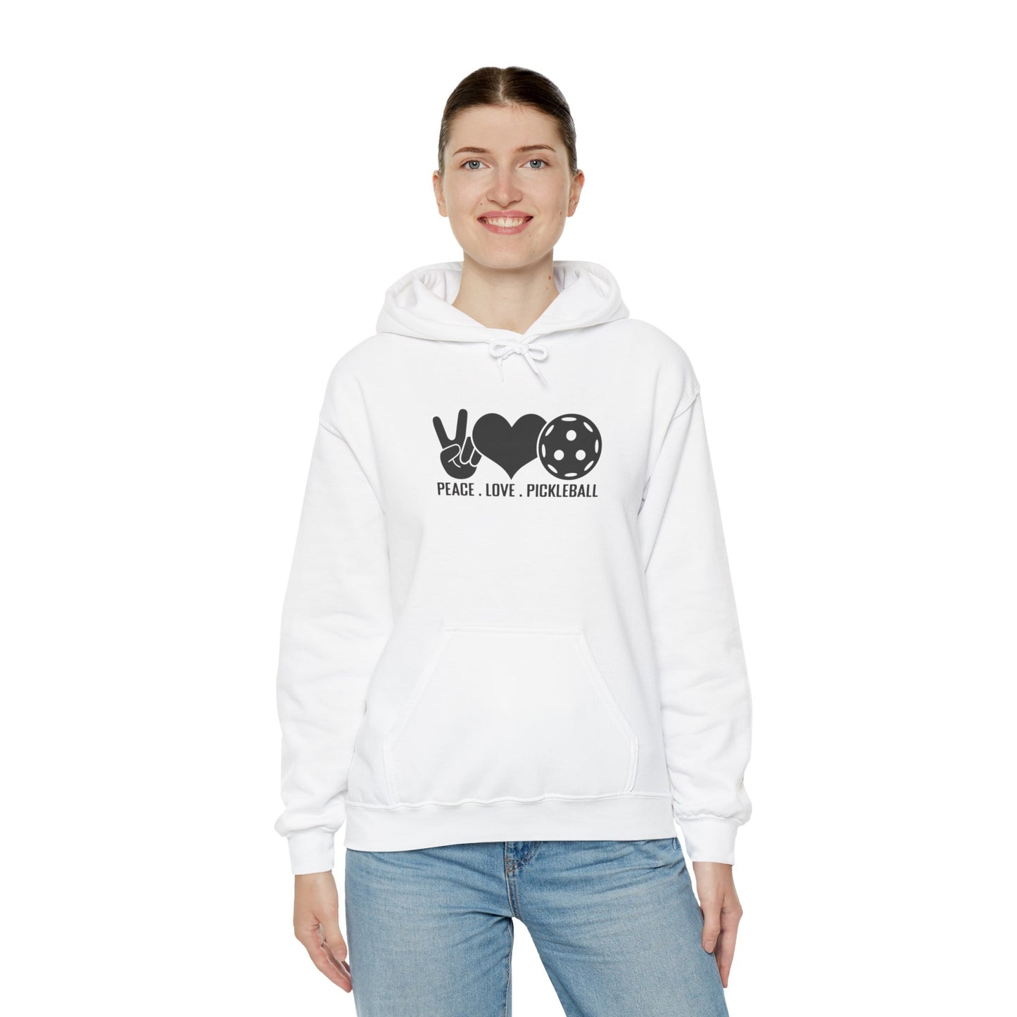 Women's Comfy Pickleball Hoodie - Peace, Love, Pickleball