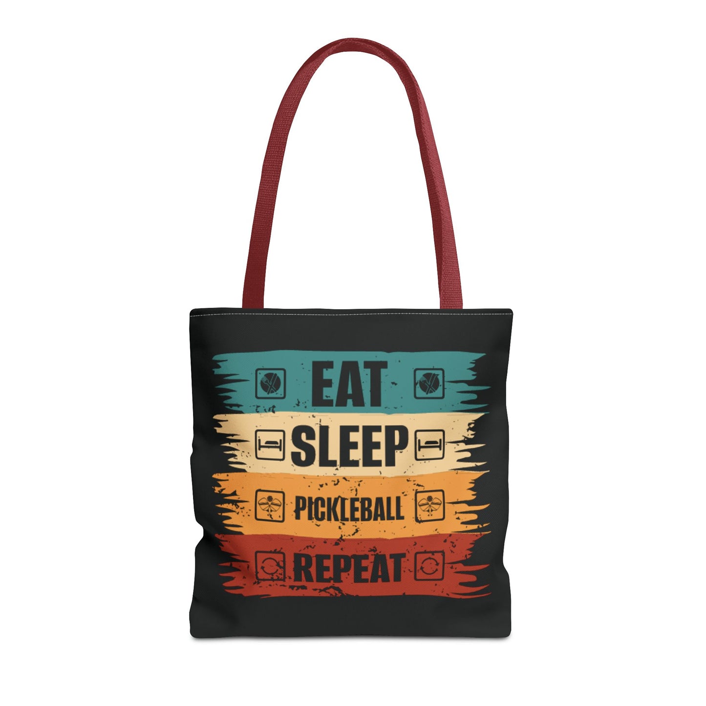 Pickleball Cool Tote Bag - Eat Sleep Pickleball Repeat Retro Red