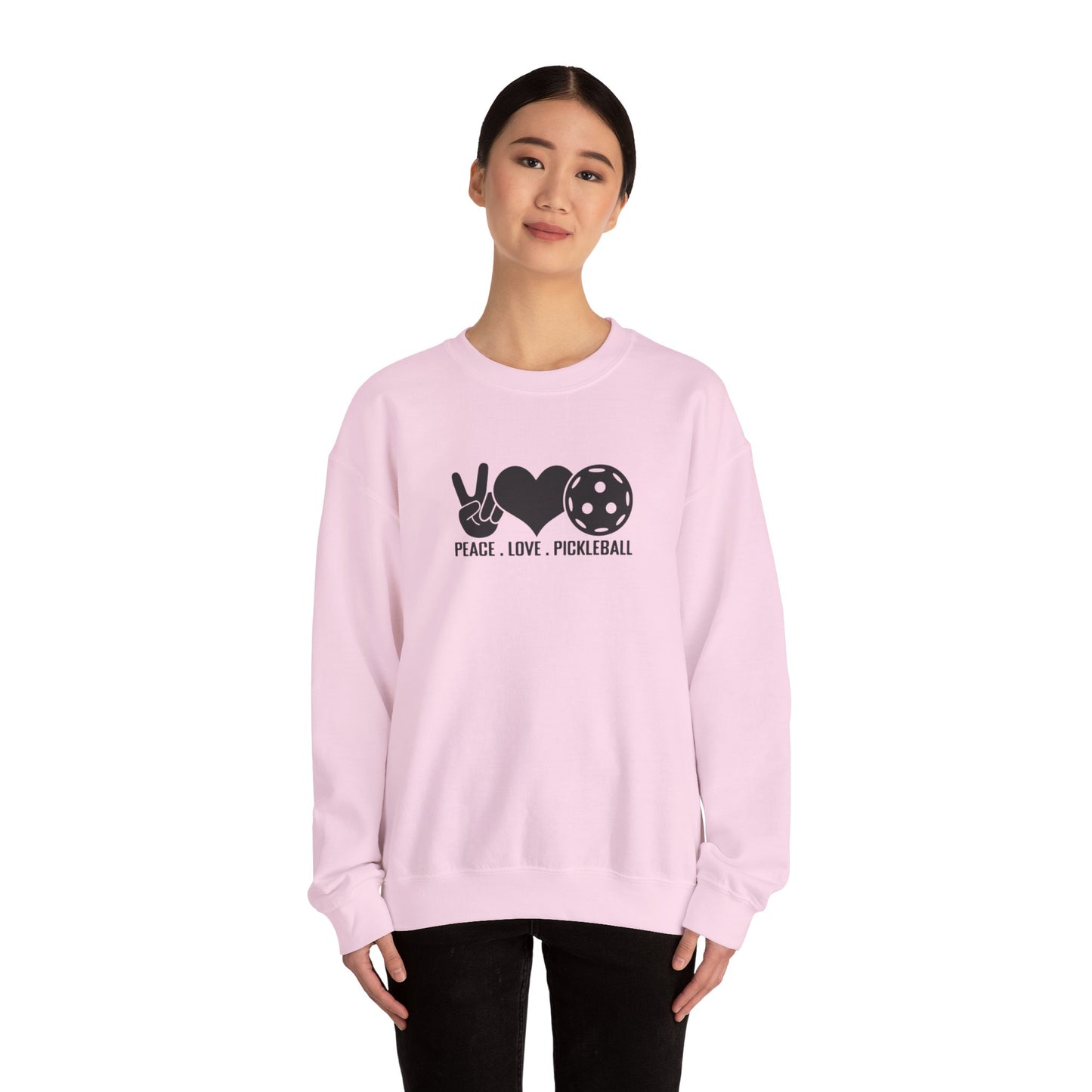 Women's Comfy Pickleball Sweatshirt - Peace, Love, Pickleball