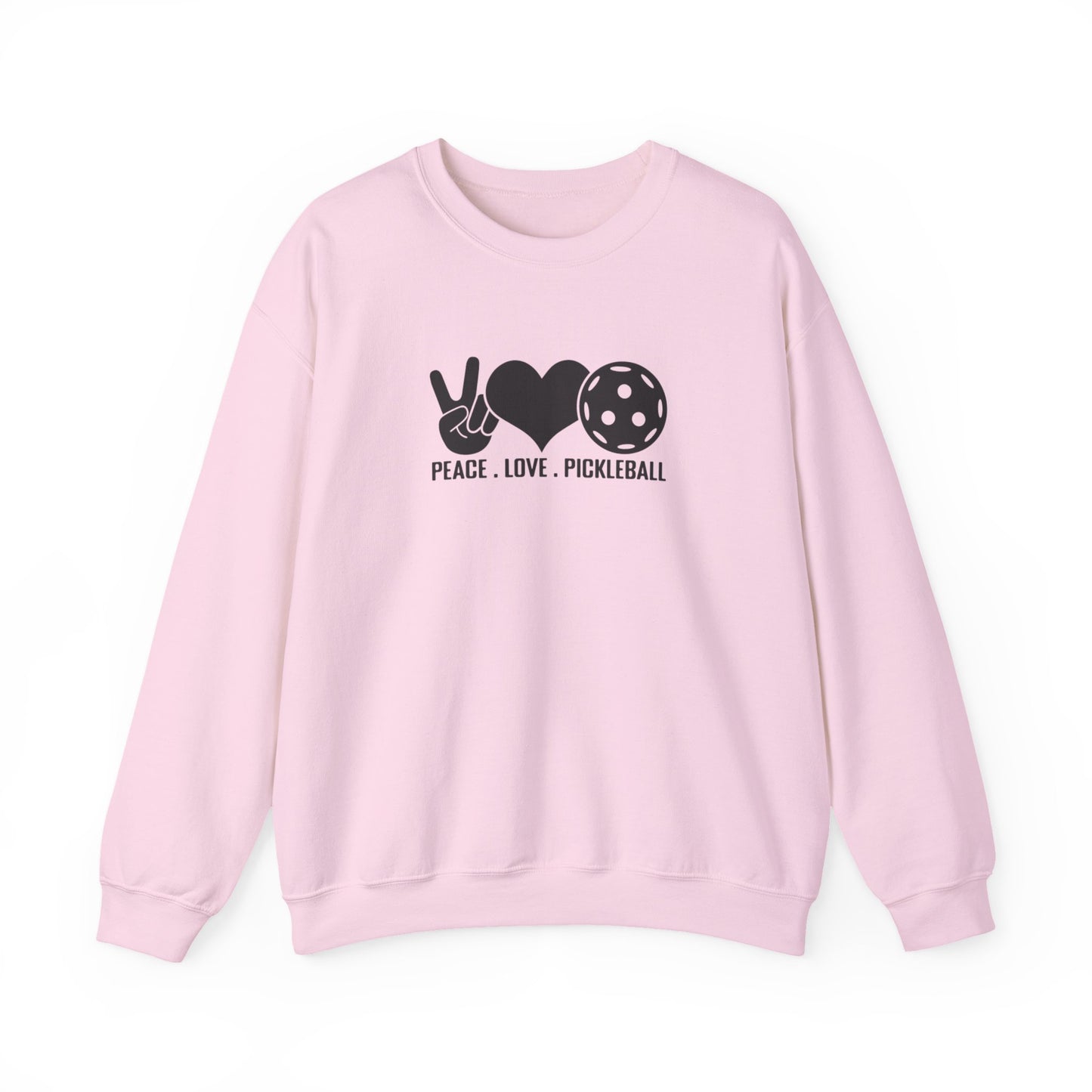 Women's Comfy Pickleball Sweatshirt - Peace, Love, Pickleball Pink