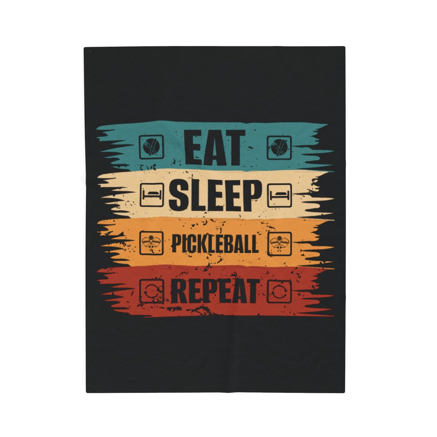Pickleball Stylish Blanket - Eat Sleep Pickleball Repeat Retro Black