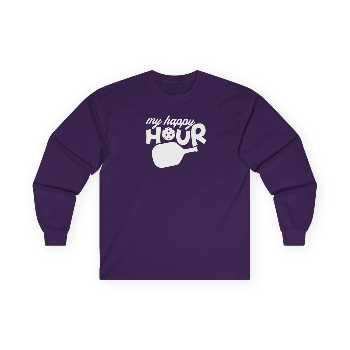 Men's Comfy Pickleball Long Sleeves top - My Happy Hour Purple
