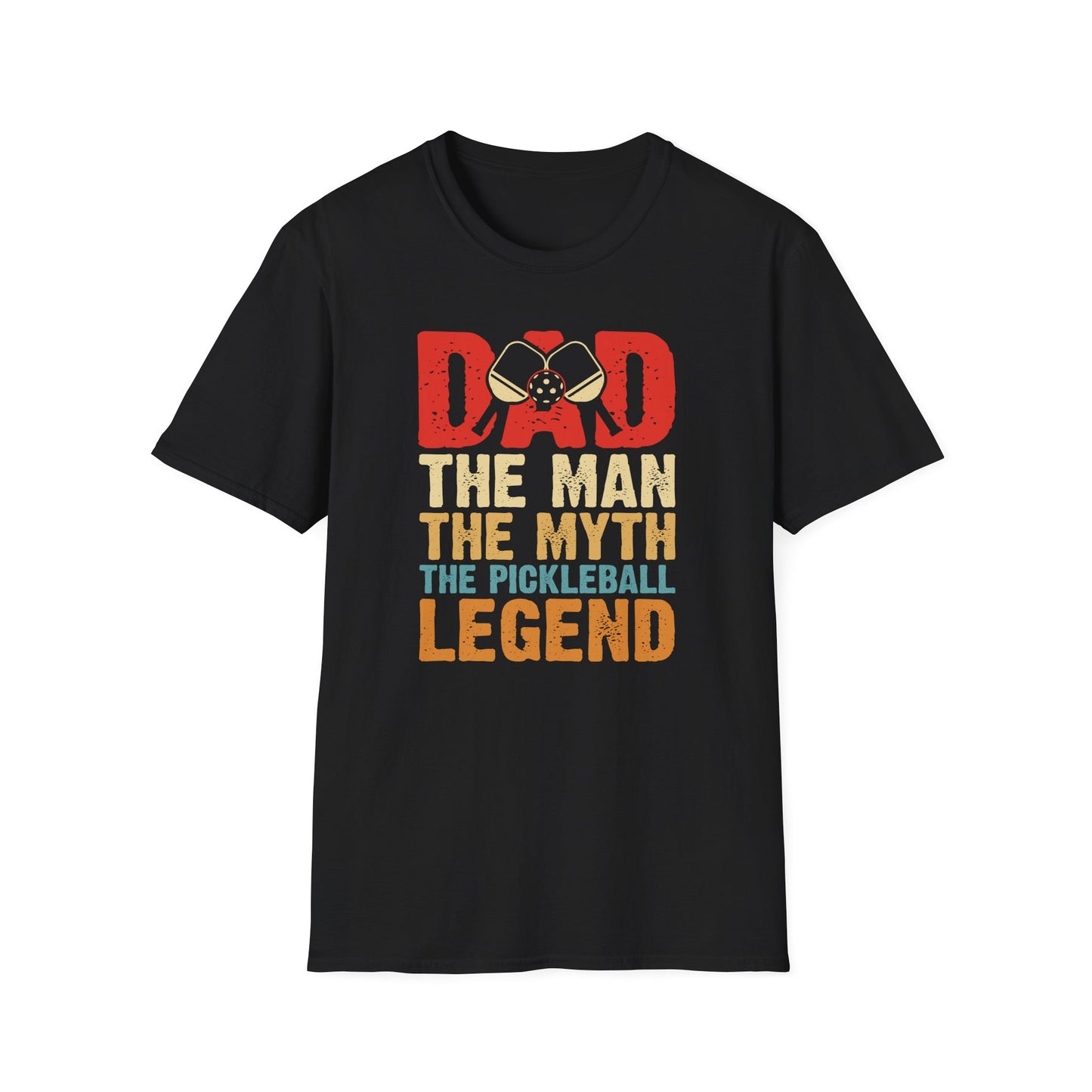 Men's Cool Pickleball T-shirt - DAD THE PICKLEBALL LEGEND RETRO Black