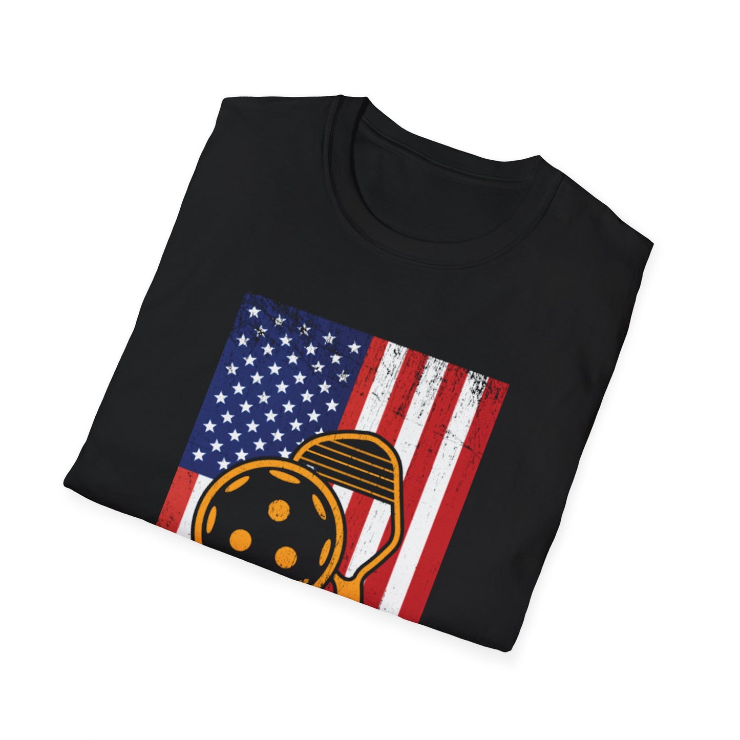 Women's Vibrant Pickleball T-shirt - Pickleball with American Flag