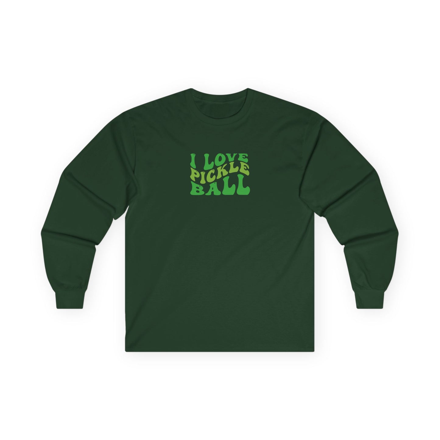 Women's Cute Pickleball Long Sleeves top - I Love Pickleball Green