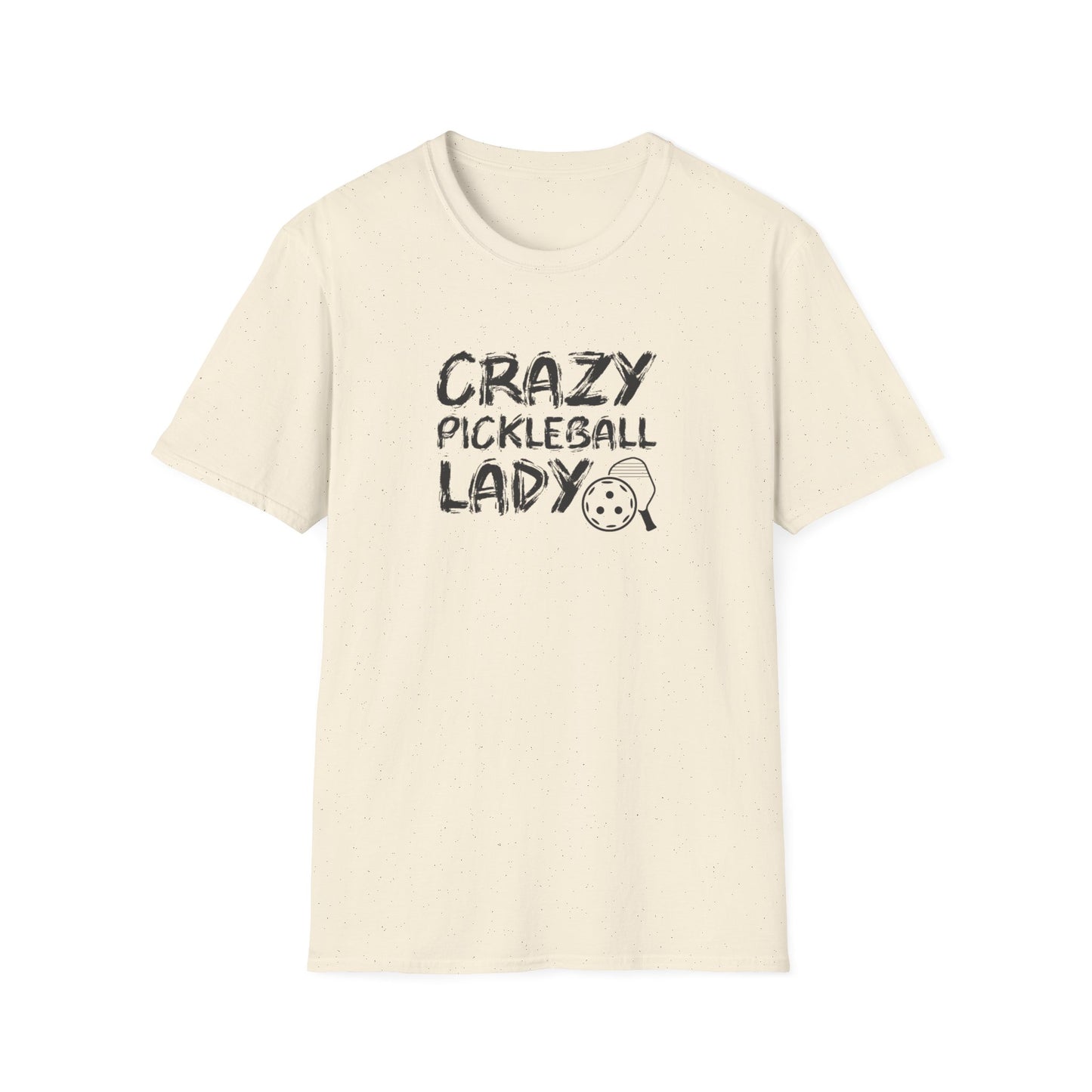 Women's Funny Pickleball T-shirt - Crazy Pickleball Lady Beige
