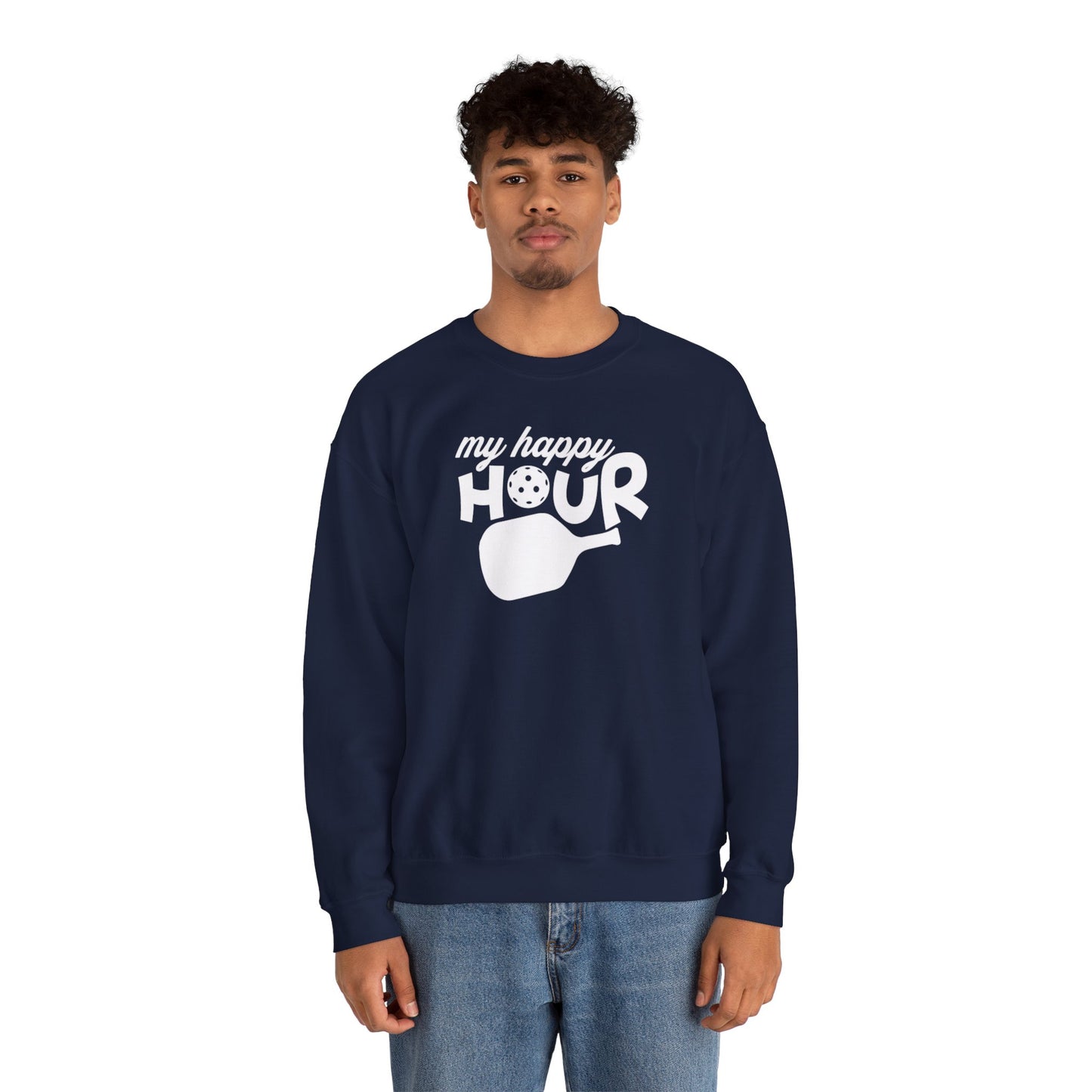 Men's Soft Pickleball Sweatshirt - My Happy Hour