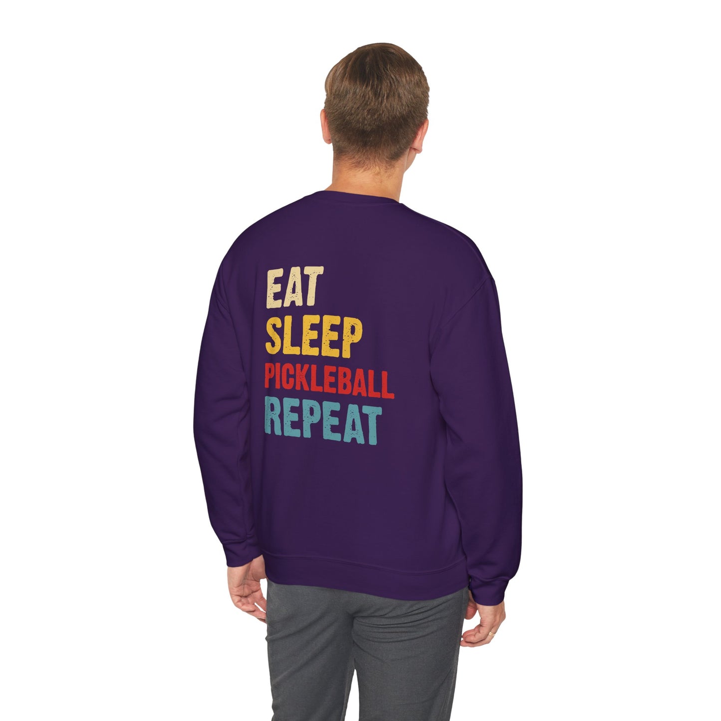 Men's Cool Pickleball Sweatshirt - Eat Sleep Pickleball Repeat Retro