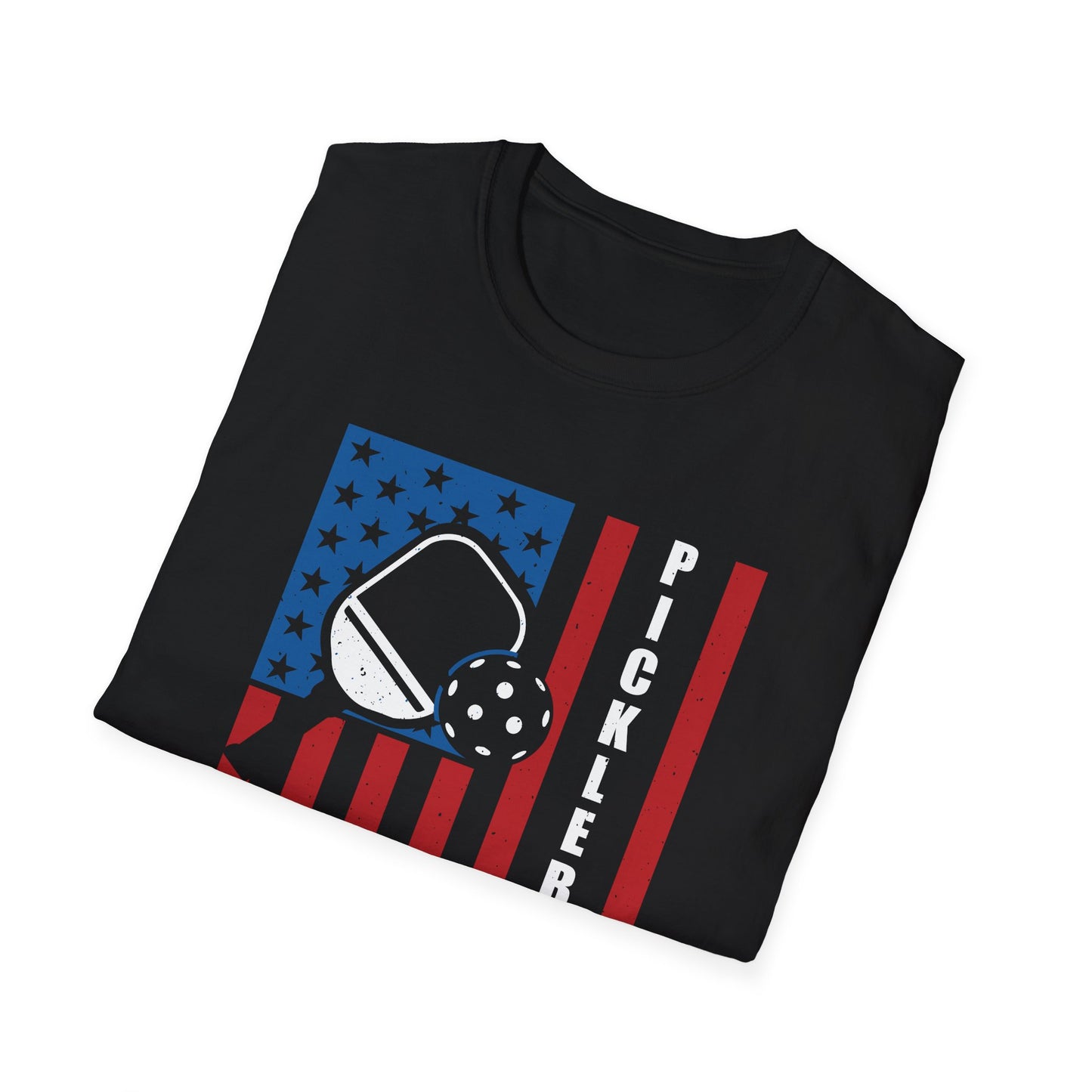 Women's Bold Pickleball T-shirt - Pickleball with American Flag