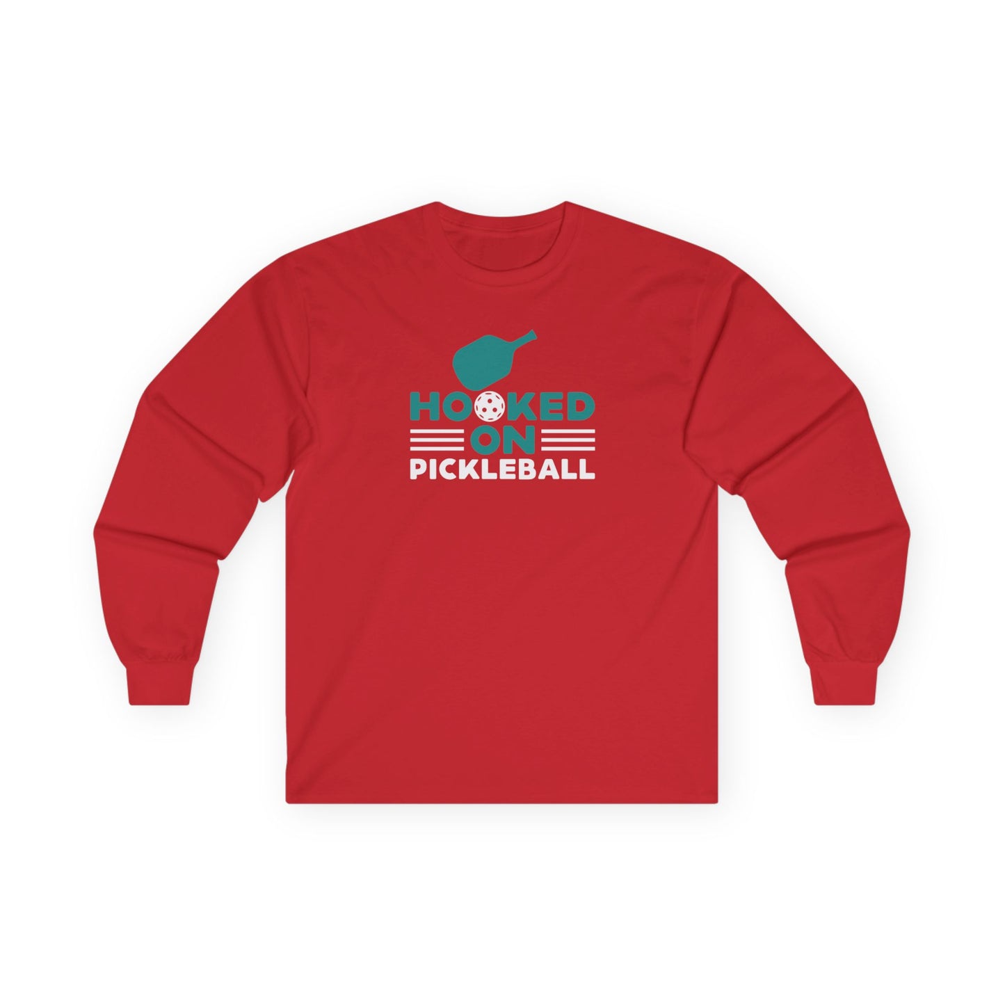 Men's Comfy Pickleball Long Sleeves top - Hooked on Pickleball Red