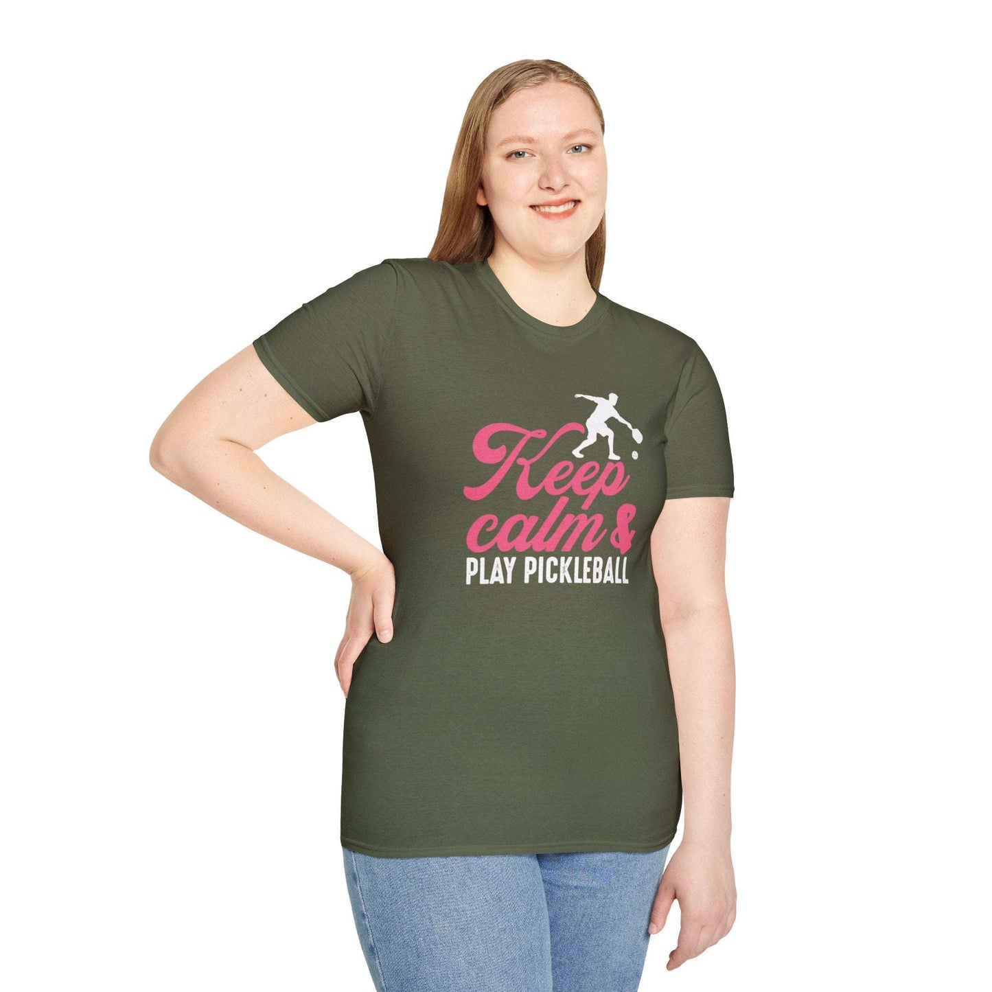 Women's Cheerful Pickleball T-shirt - Keep Calm & Play Pickleball