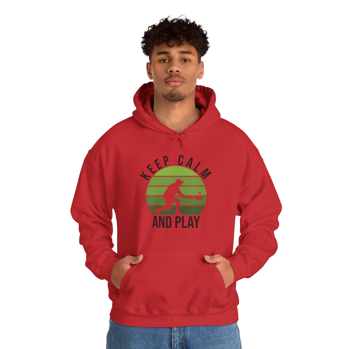 Men's Comfy Pickleball Hoodie - Keep Calm and Play