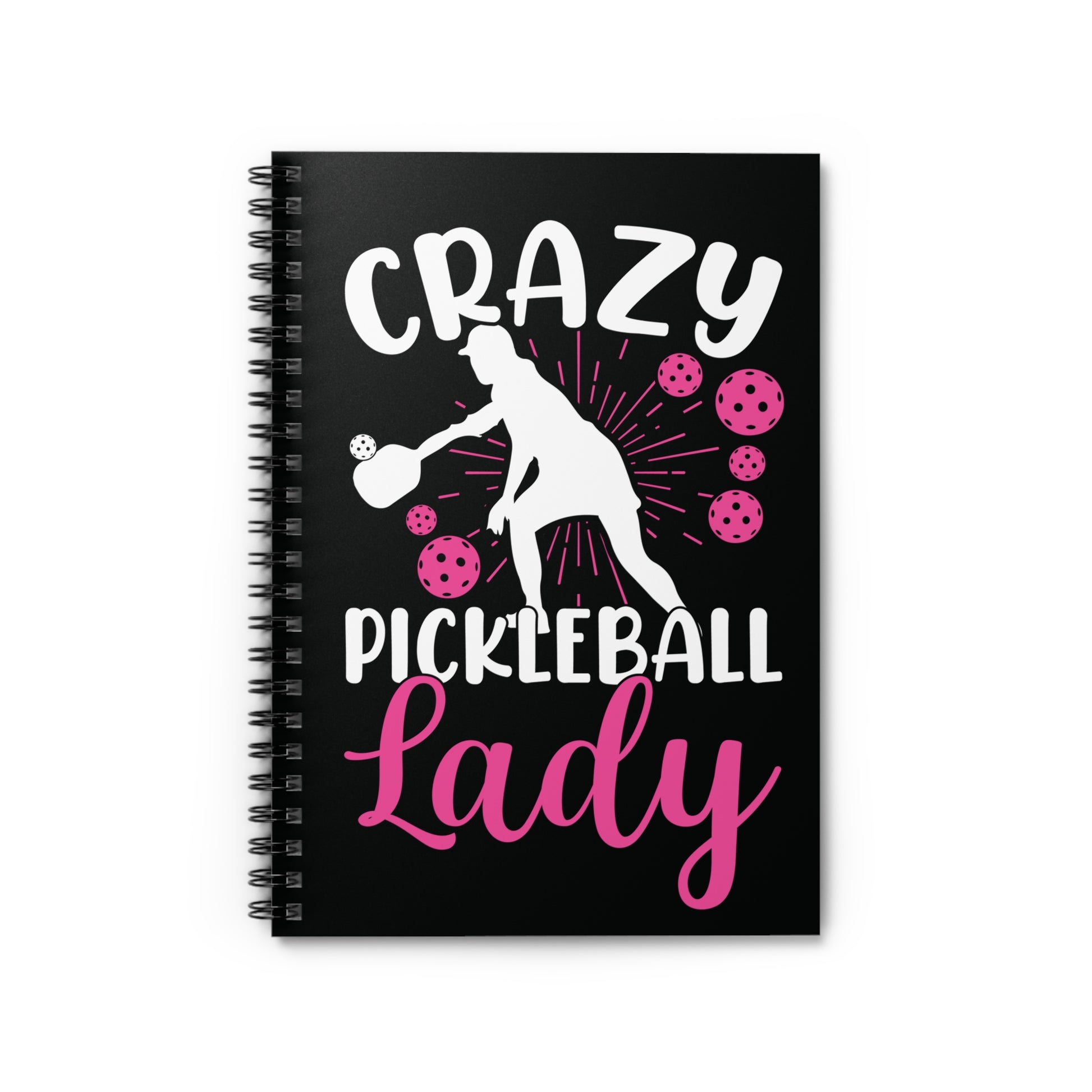 Pickleball Funny Notebook - Crazy Pickleball Lady Black