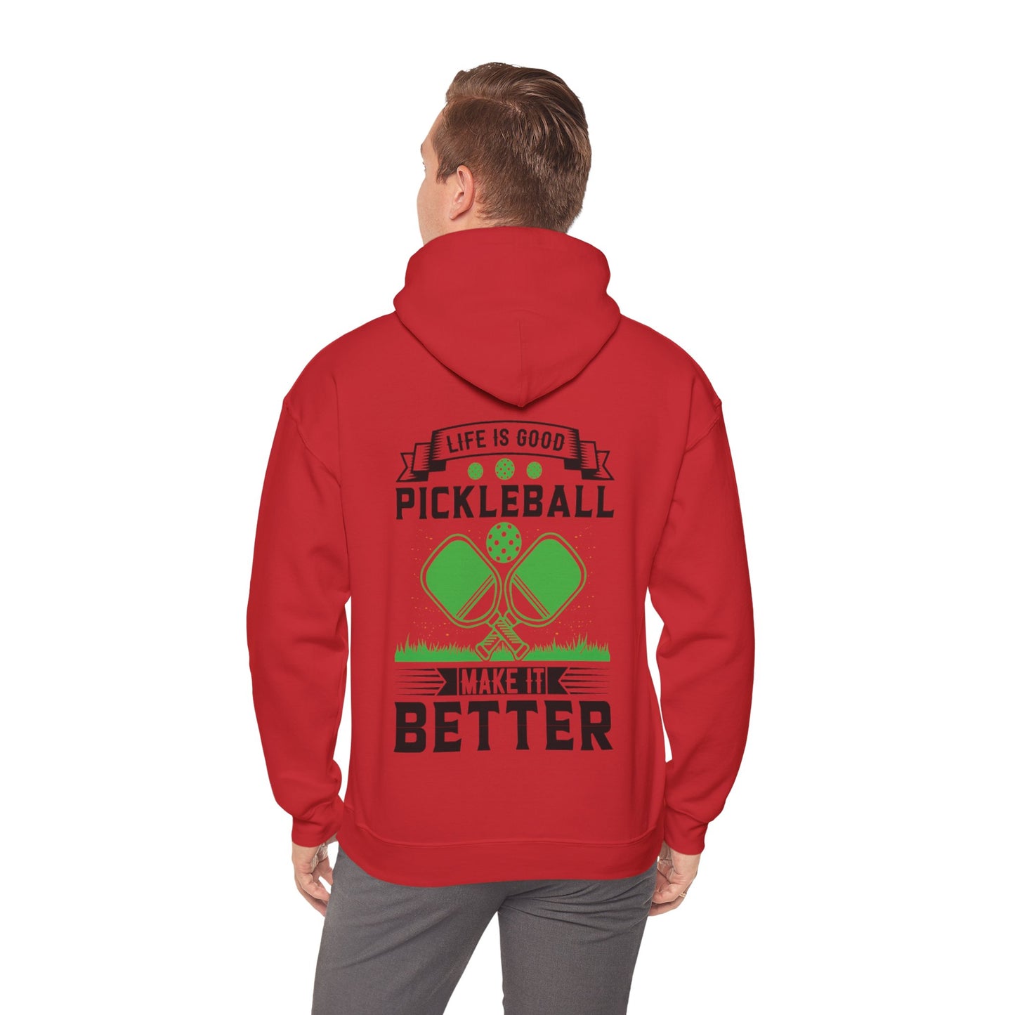 Men's Soft Pickleball Hoodie - Life is Good Pickleball Make It Better
