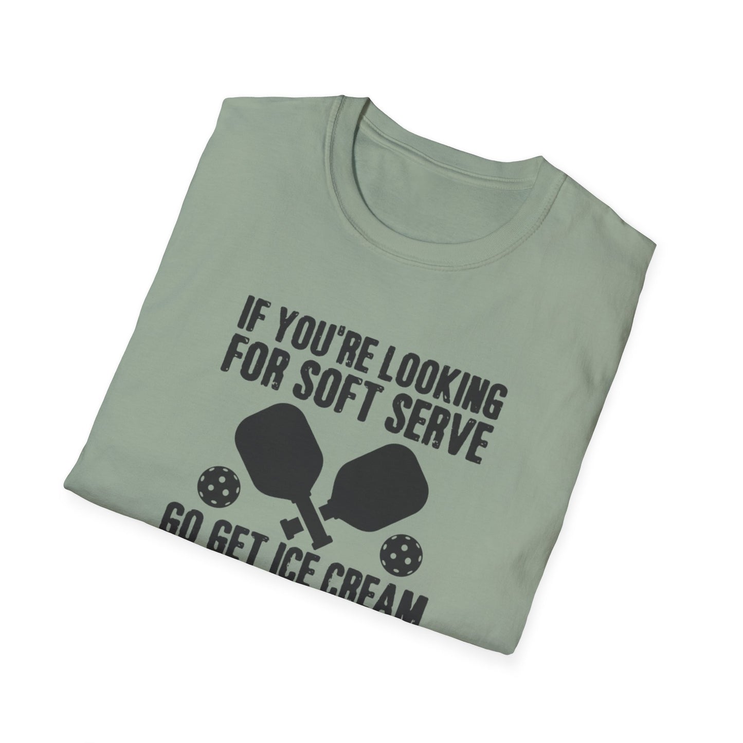 Men's Witty Pickleball T-shirt - Looking for Soft Serve? Get Ice Cream