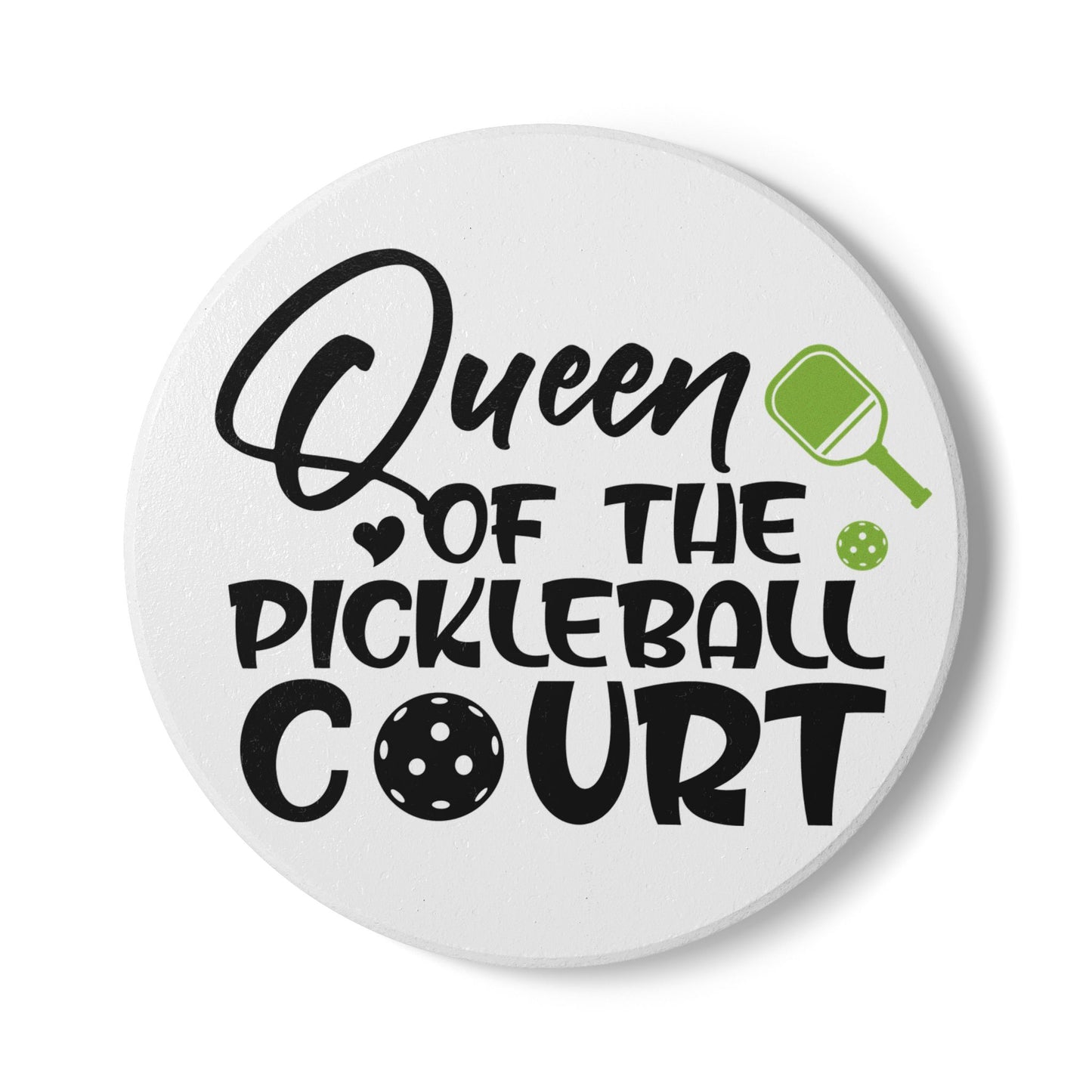 Pickleball Stylish Ceramic Coaster - Queen of the Pickleball Court White