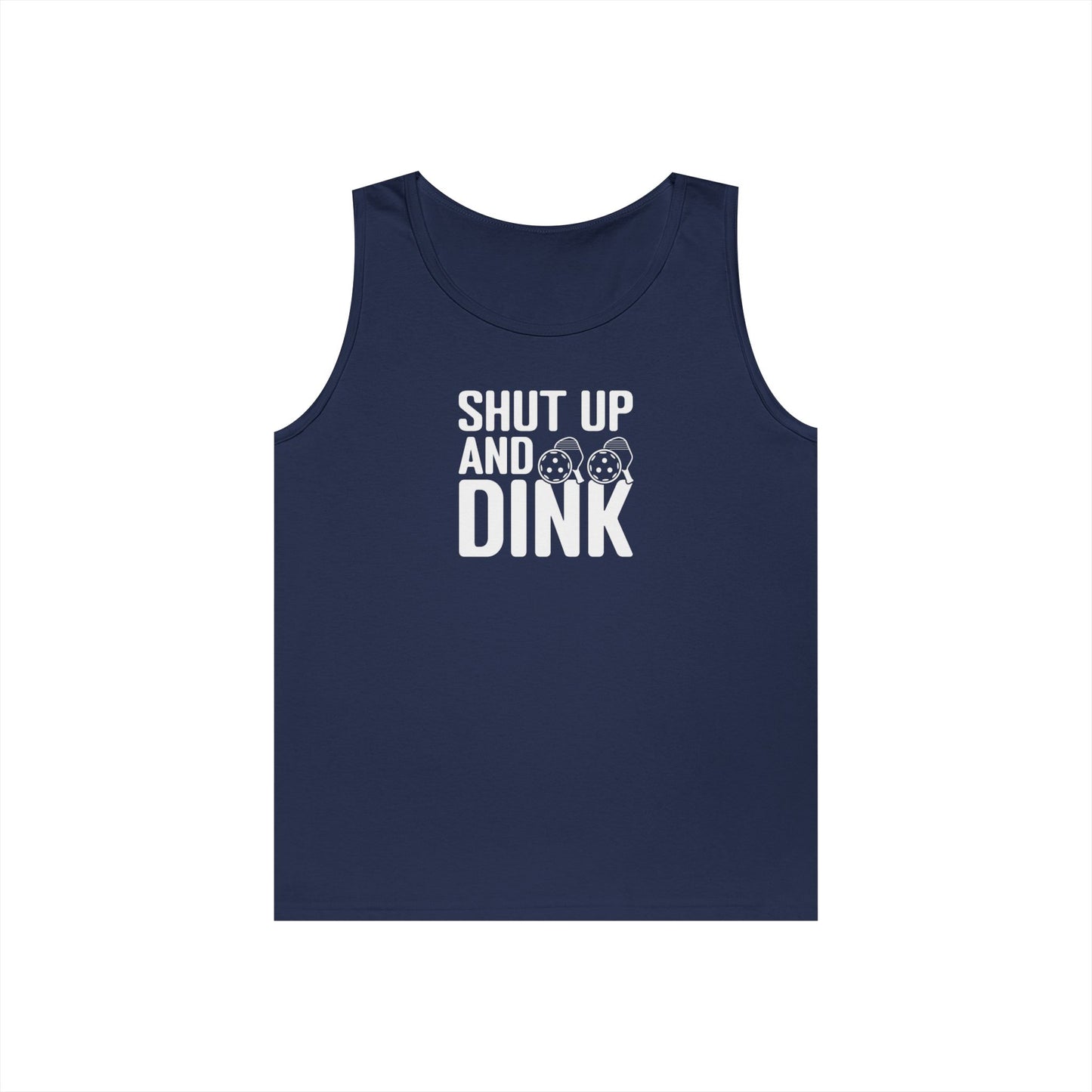 Men's Funny Pickleball Tank Top - Shut Up and Dink Navy