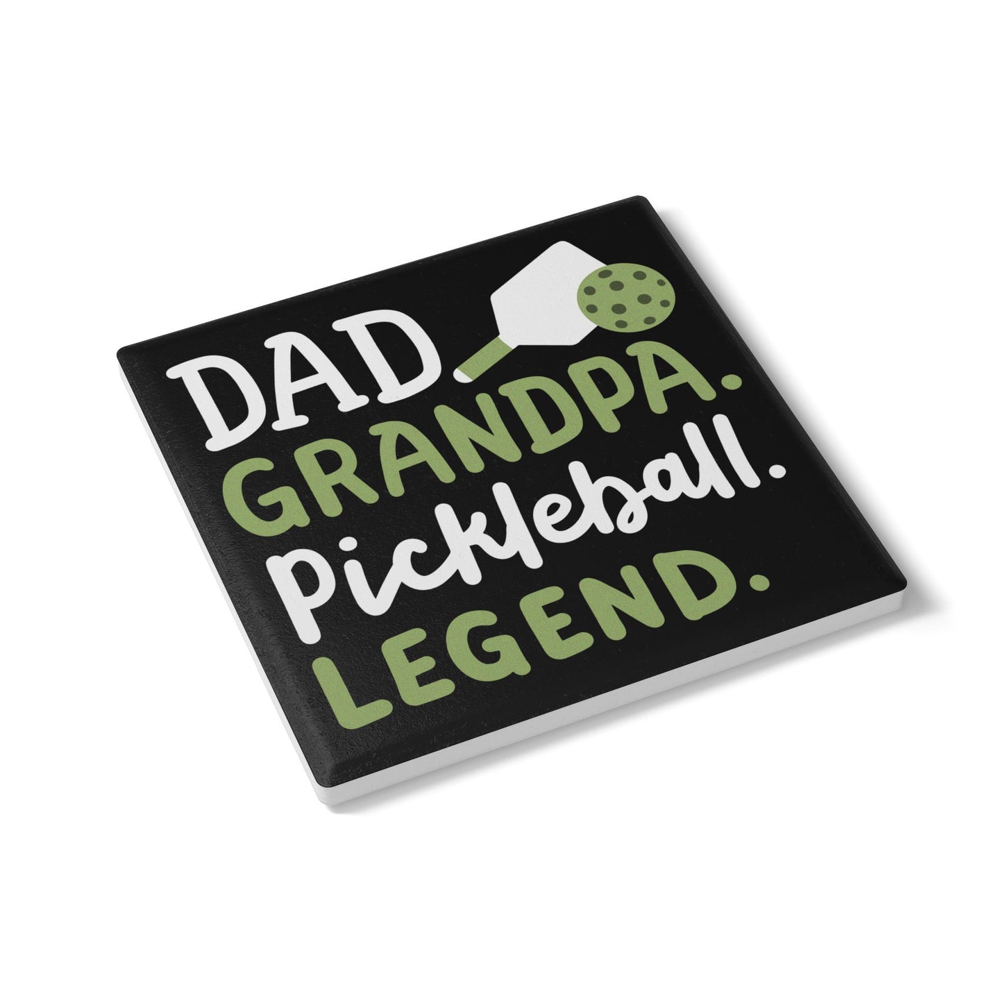 Pickleball Cool Ceramic Coaster - Dad Grandpa Pickleball Legend