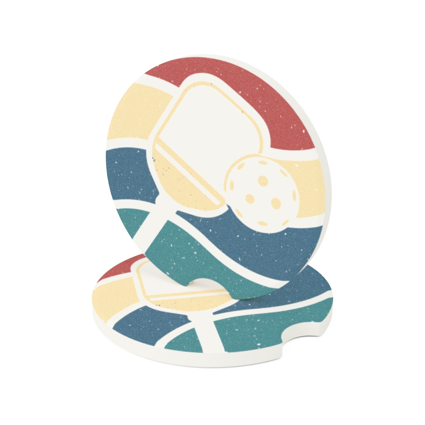 Pickleball Cool Car Coaster - Pickleball Logo Retro