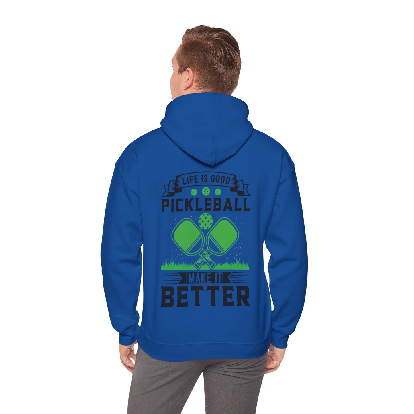 Men's Soft Pickleball Hoodie - Life is Good Pickleball Make It Better