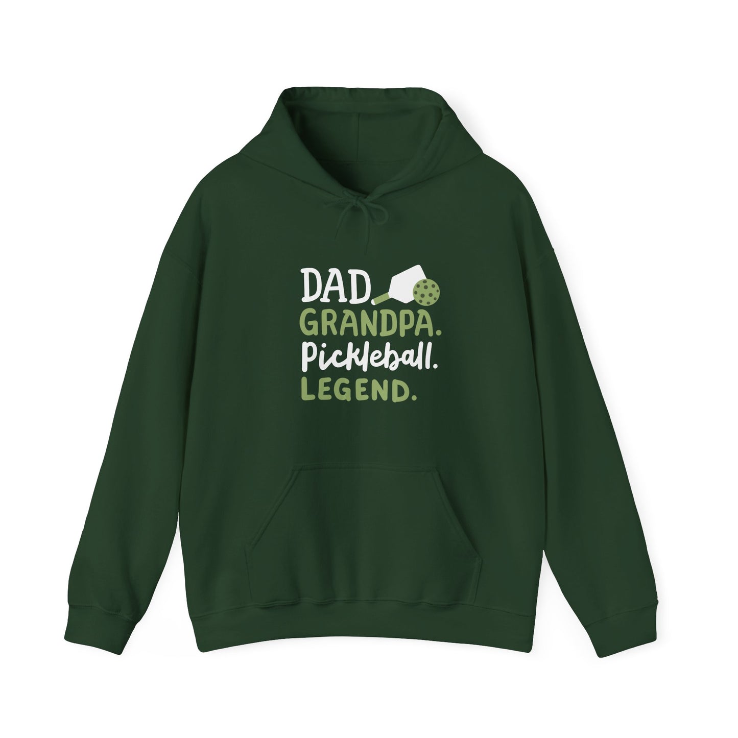 Men's Comfy Pickleball Hoodie - Dad Grandpa Pickleball Legend Green