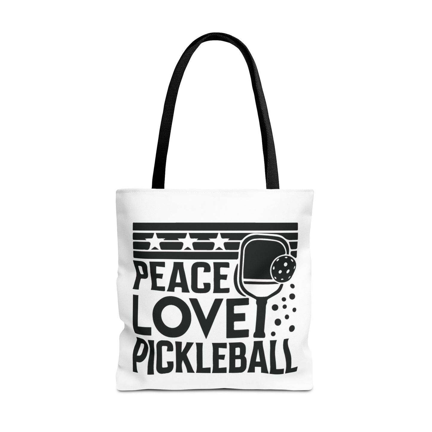 Pickleball Bold Tote Bag - Peace Love Pickleball Black