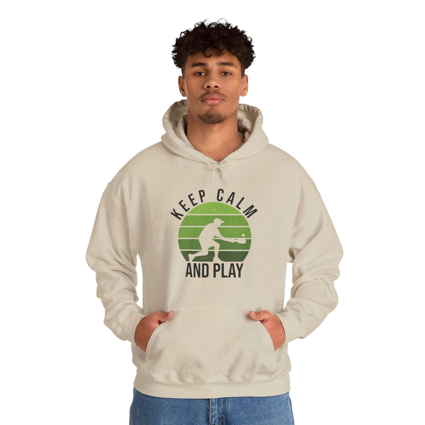 Men's Comfy Pickleball Hoodie - Keep Calm and Play