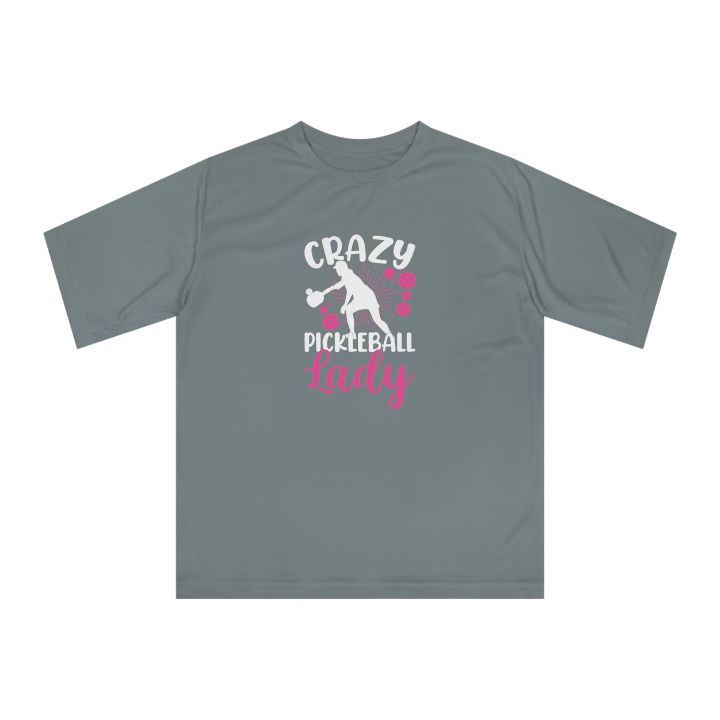 Women's Sporty Pickleball T-shirt - Crazy Pickleball Lady Gray