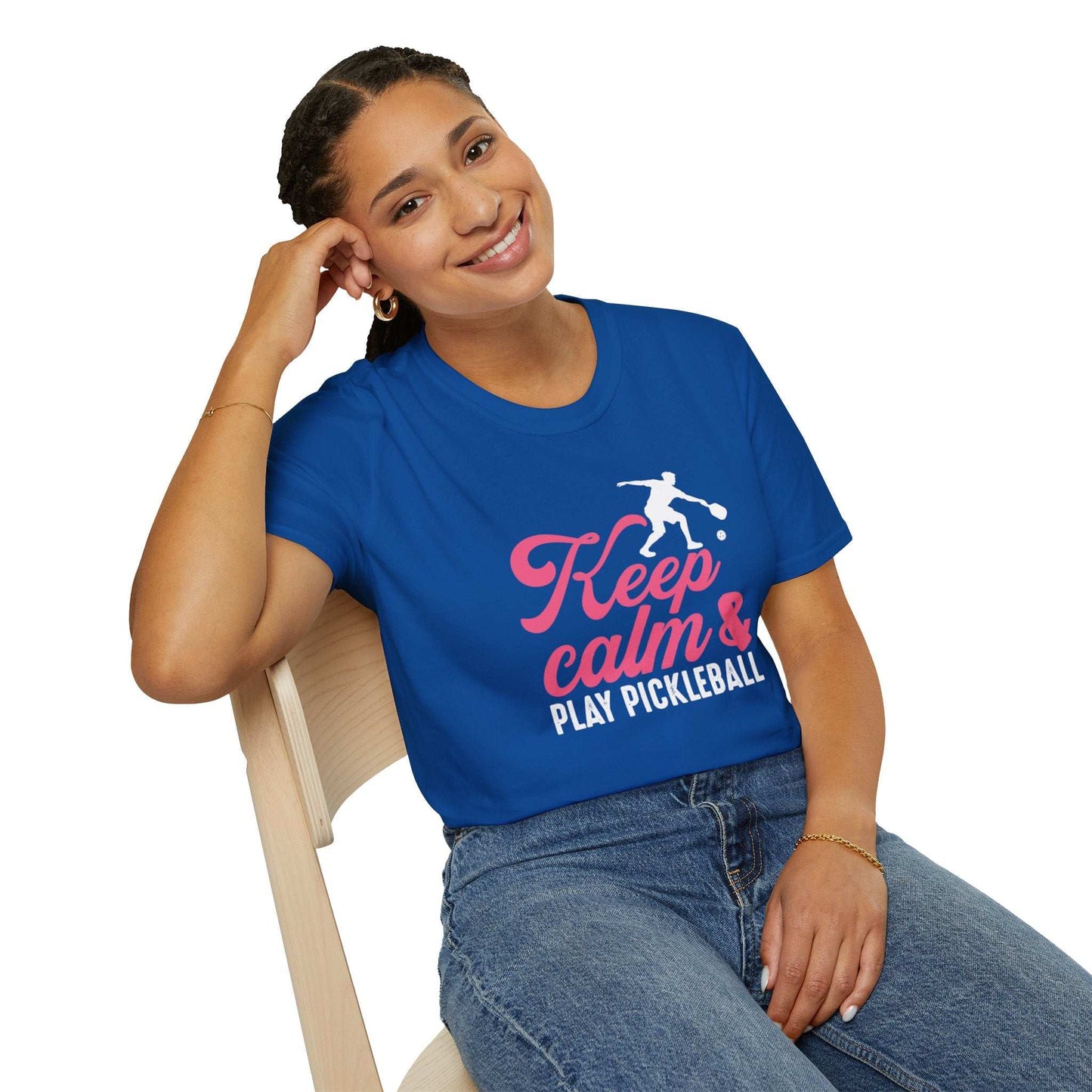 Women's Cheerful Pickleball T-shirt - Keep Calm & Play Pickleball