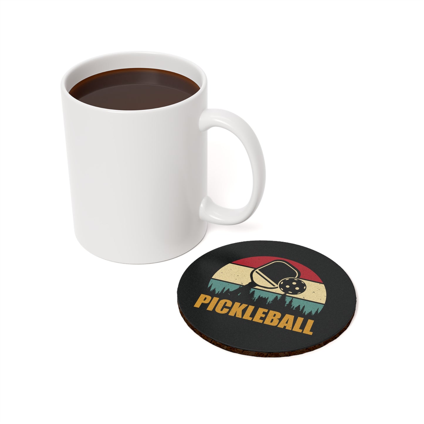 Pickleball Cool Cork Coaster - Pickleball Retro