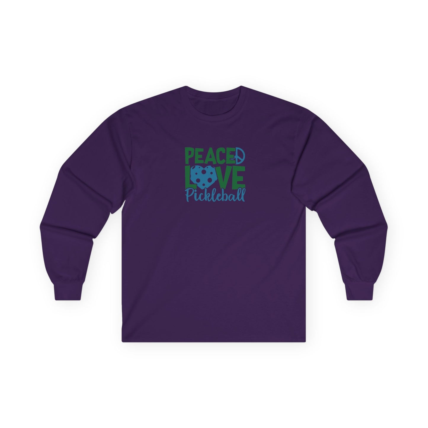 Women's Stylish Pickleball Long Sleeves top - Peace, Love, Pickleball Purple