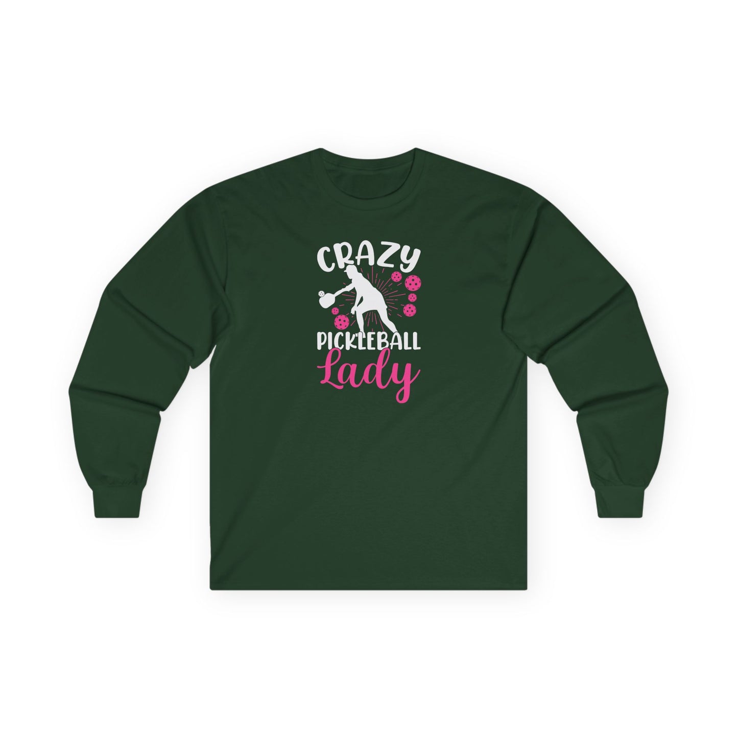 Women's Playful Pickleball Long Sleeves top - Crazy Pickleball Lady Green