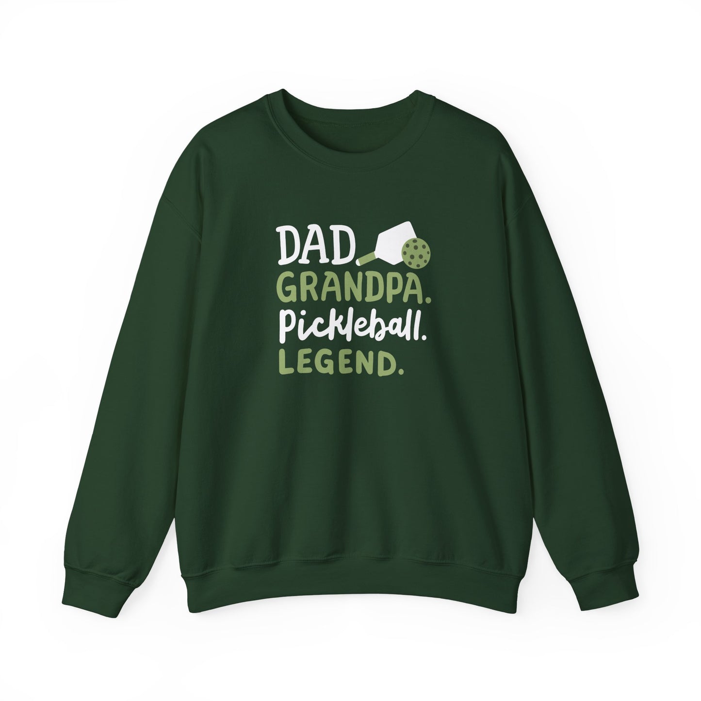 Men's Soft Pickleball Sweatshirt - Dad Grandpa Pickleball Legend Green