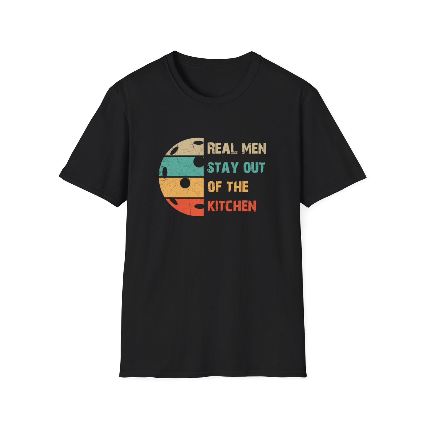 Men's Cool Pickleball T-shirt - Real Men Stay Out Of The Kitchen Retro Black