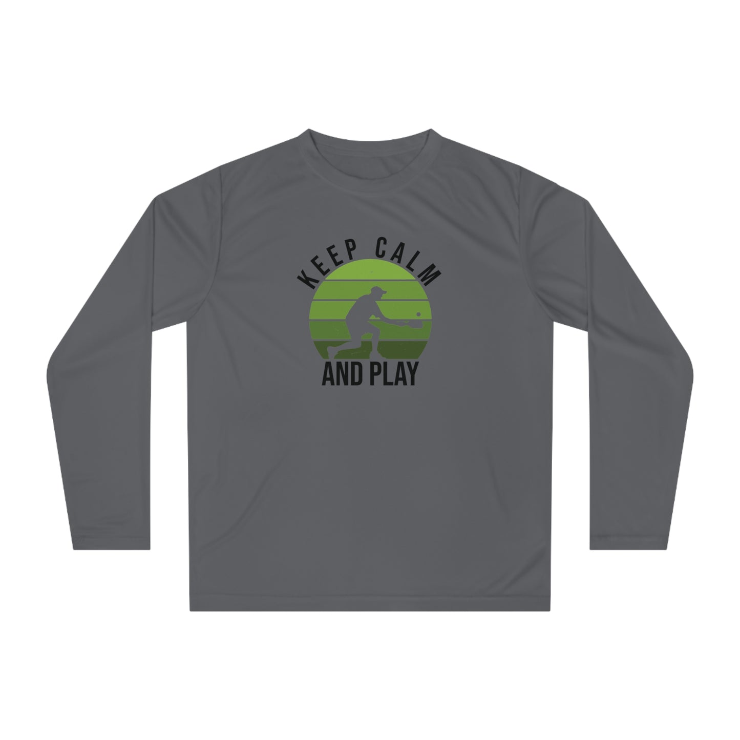 Men's Energetic Pickleball Long Sleeves top - Keep Calm and Play Gray