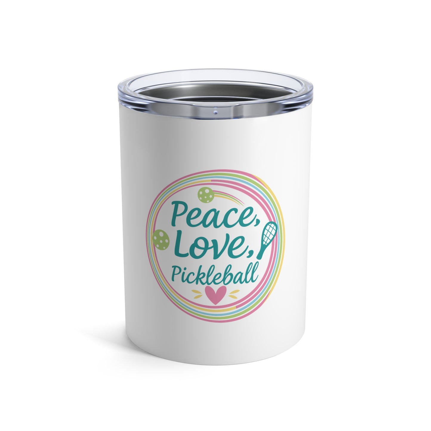Pickleball Cheerful Tumbler - Peace Love Pickleball White