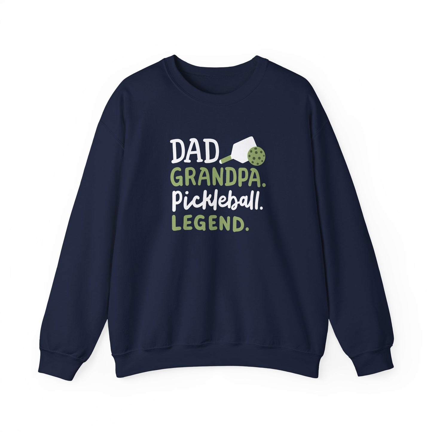 Men's Soft Pickleball Sweatshirt - Dad Grandpa Pickleball Legend Navy