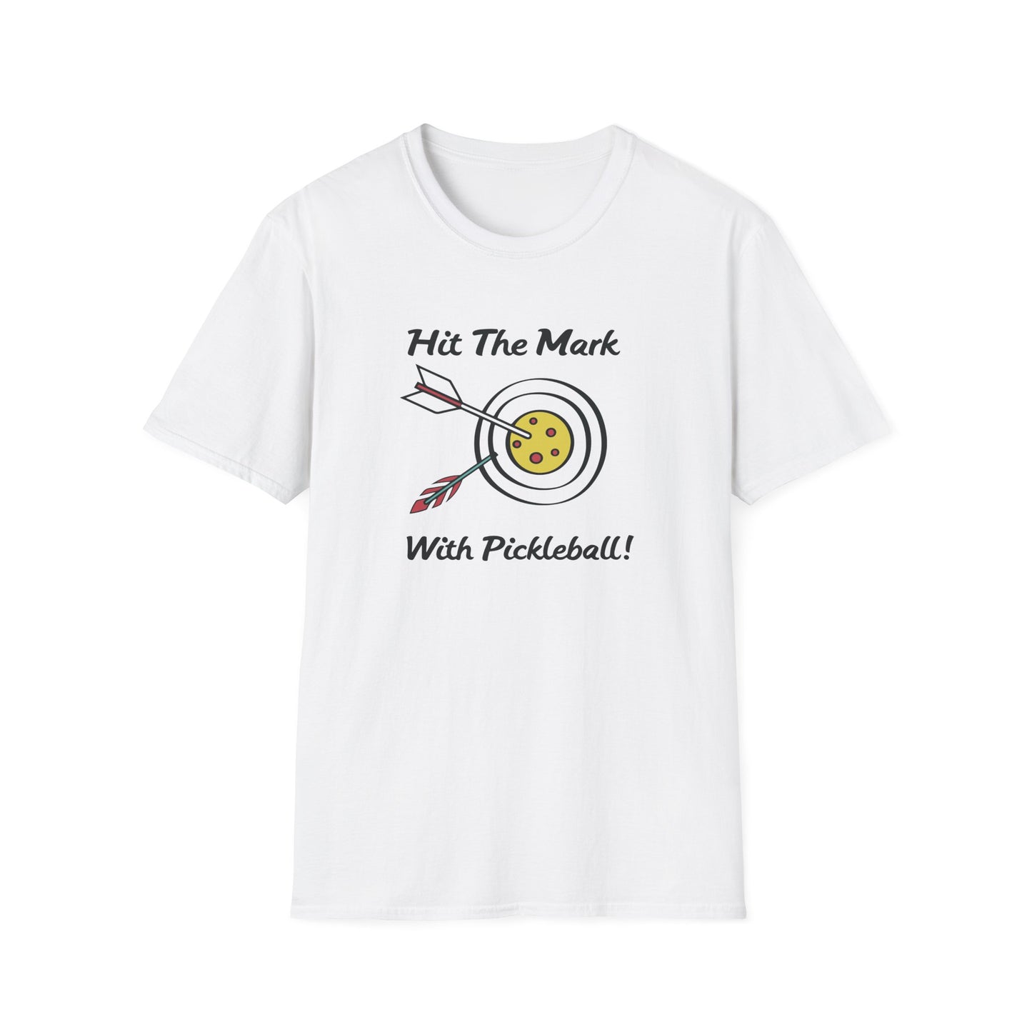 Men's Quirky Pickleball T-shirt - Hit the Mark with Pickleball White
