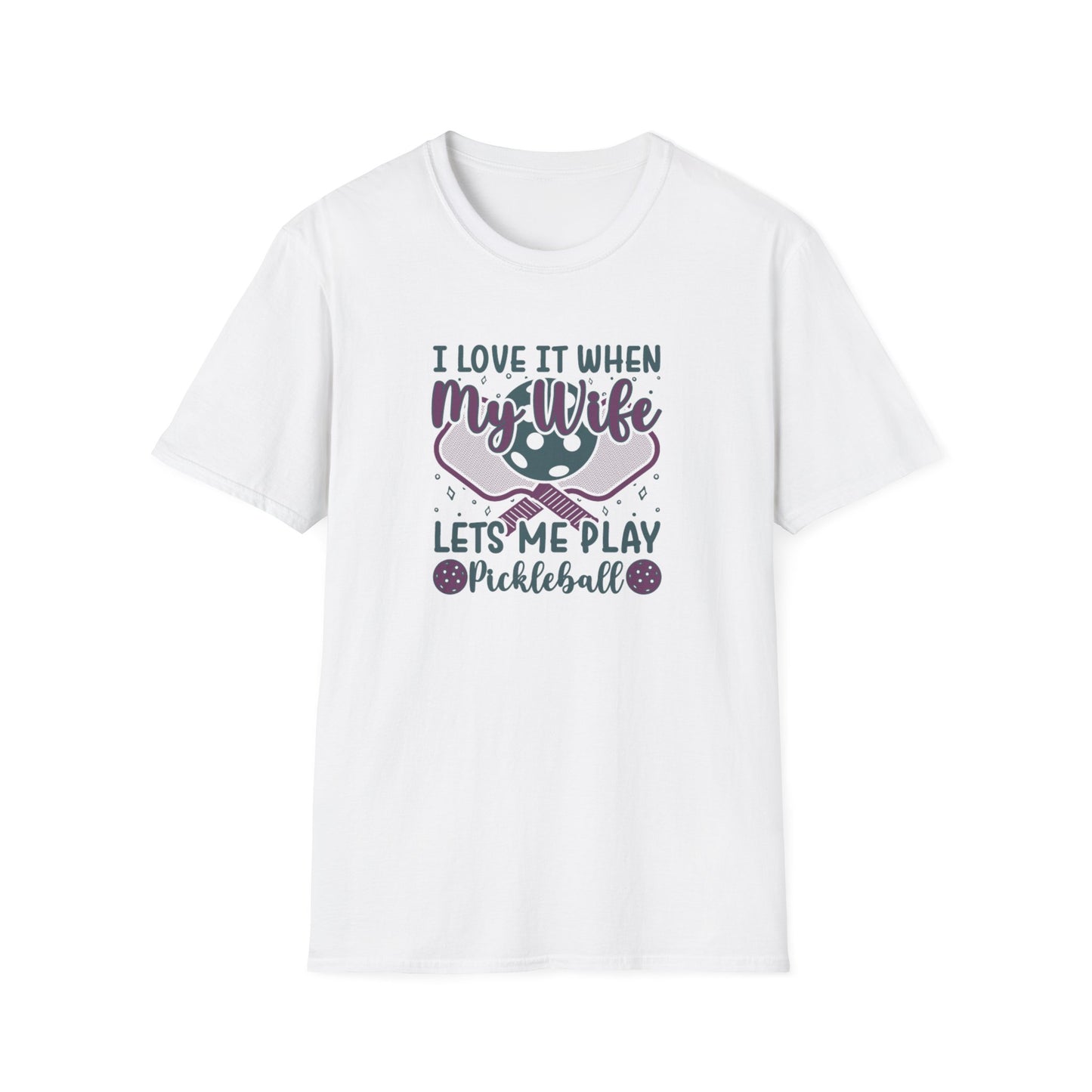 Men's Pickleball T-shirt - I Love When My Wife Lets Me Play Pickleball White