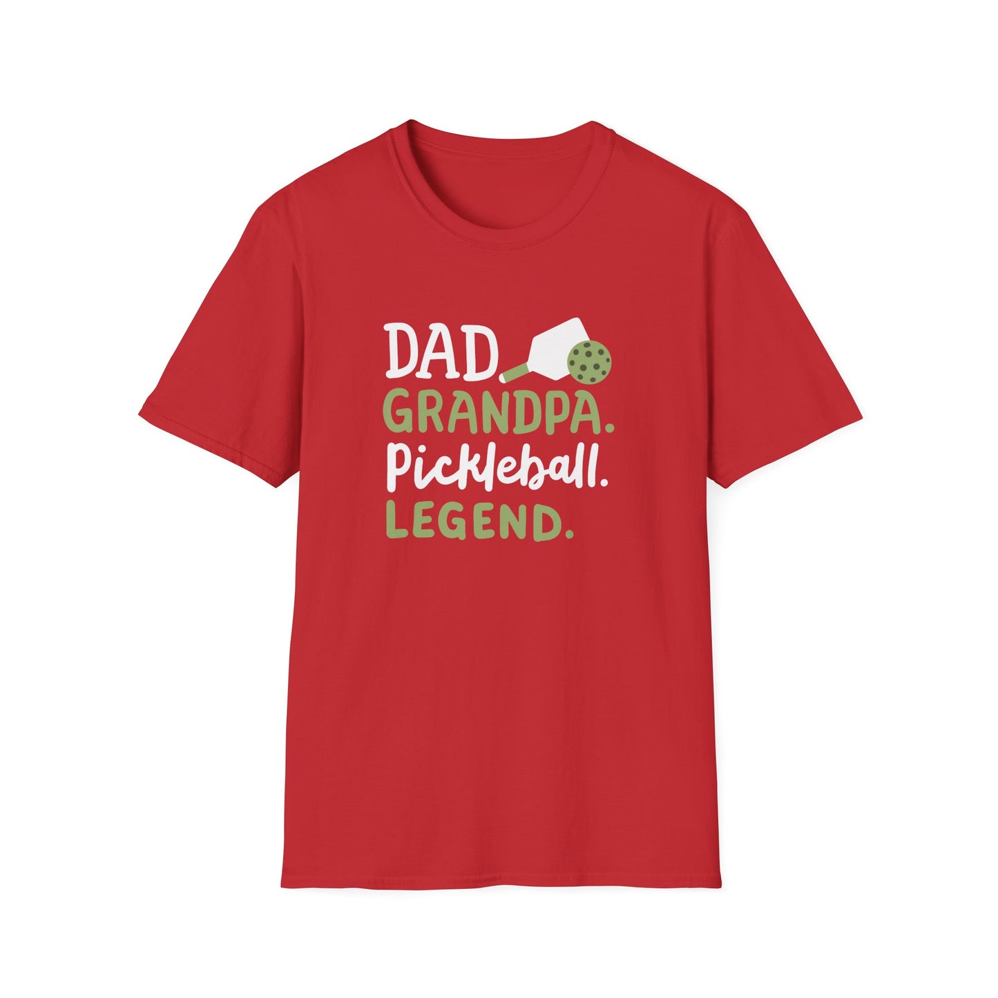 Men's Durable Pickleball T-shirt - Dad Grandpa Pickleball Legend Red