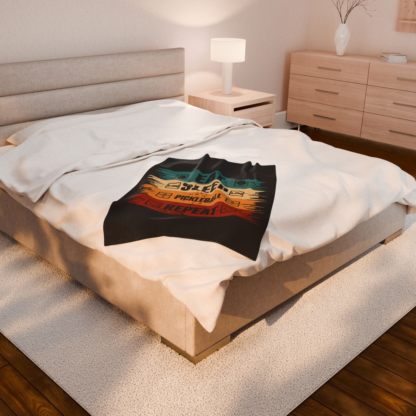 Pickleball Stylish Blanket - Eat Sleep Pickleball Repeat Retro