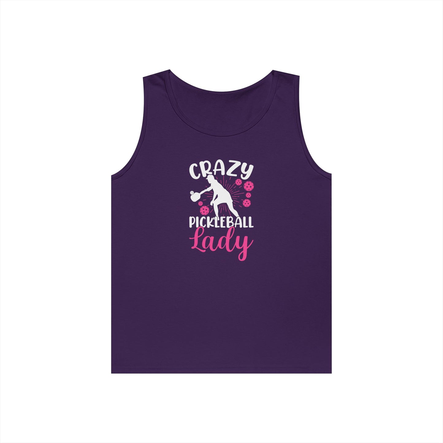 Women's Quirky Pickleball Tank Top - Crazy Pickleball Lady Purple