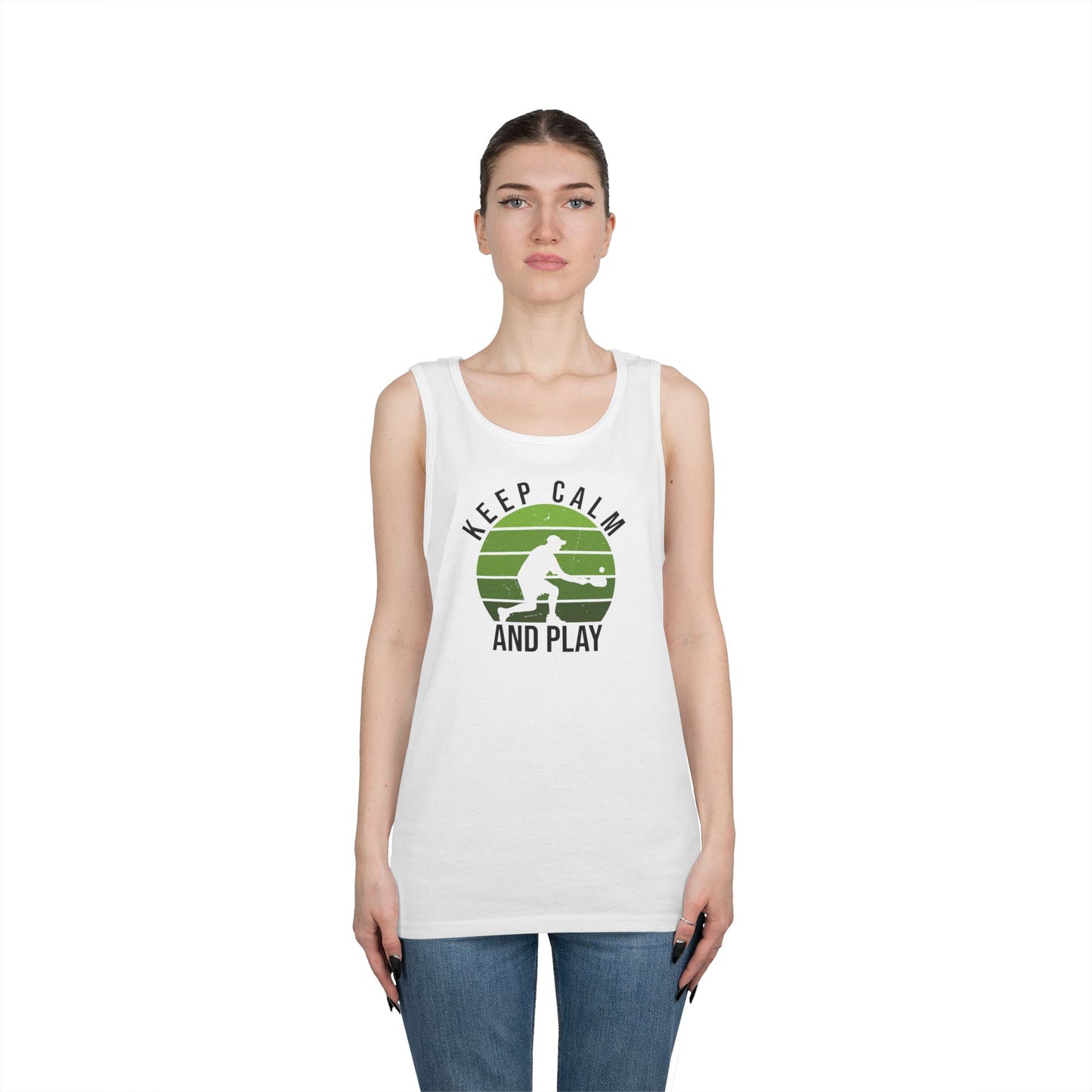 Women's Stylish Pickleball Tank Top - Keep Calm and Play