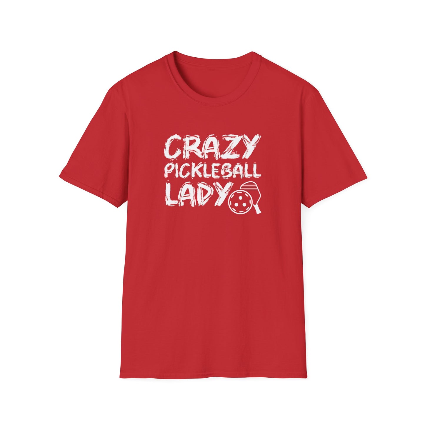 Women's Unique Pickleball T-shirt - Crazy Pickleball Lady Red