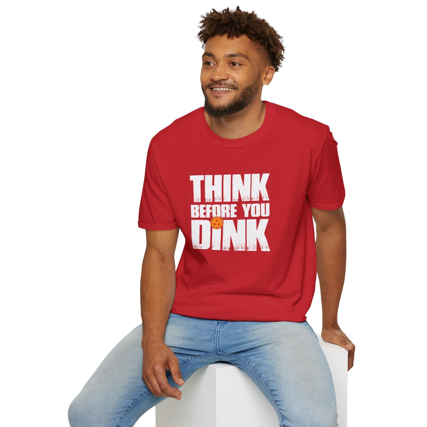 Men's Soft Pickleball T-shirt - Think Before You Dink