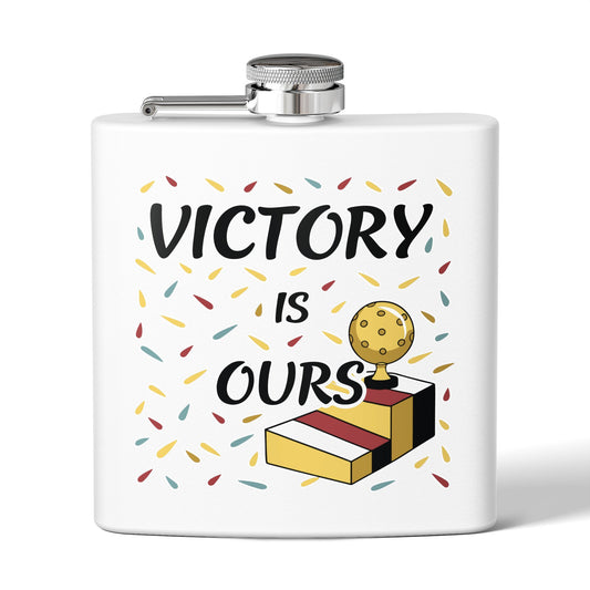 Pickleball Vibrant Flask - Victory is Ours White